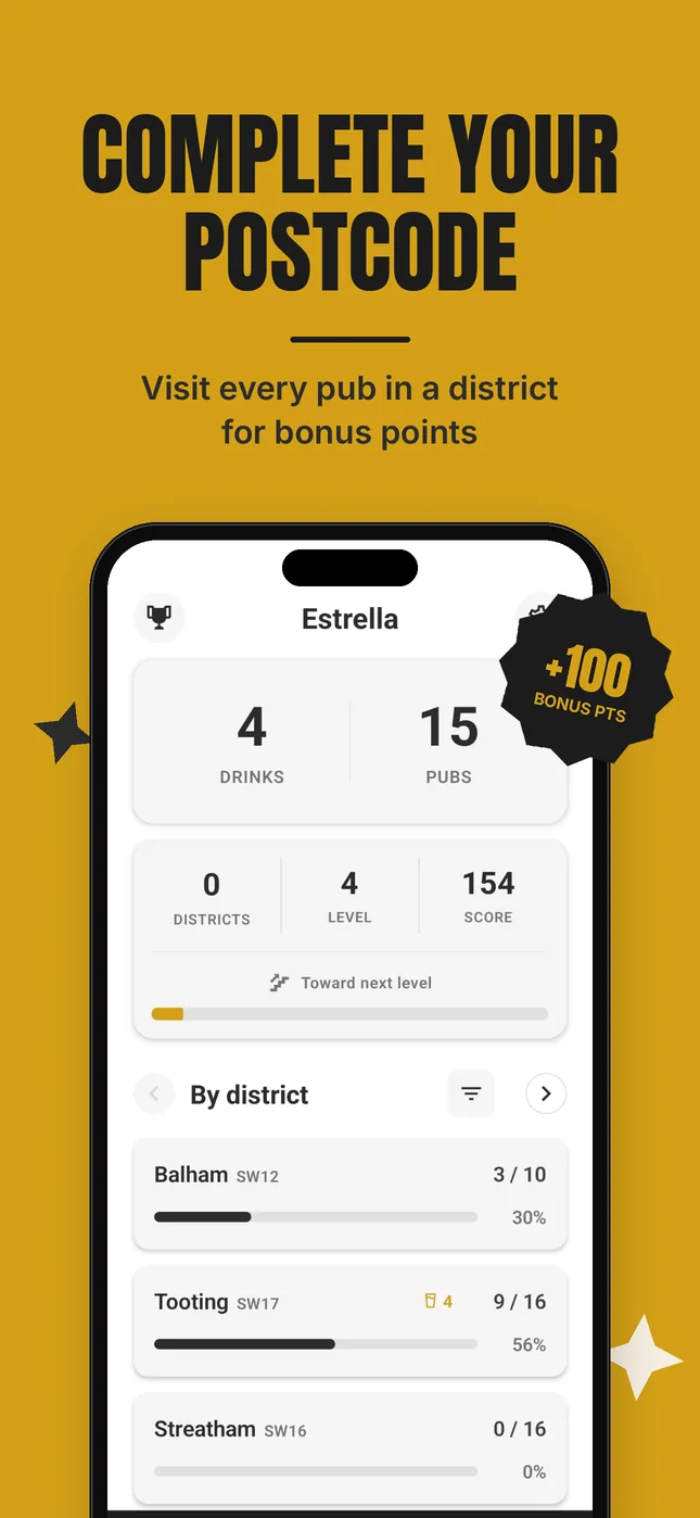 Complete your postcode: visit every pub in a district for bonus points