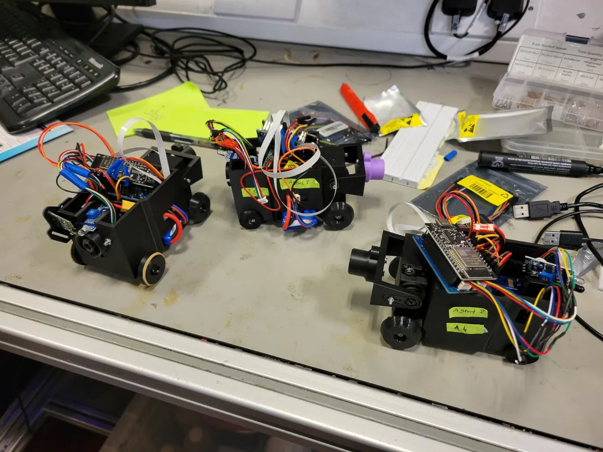 Three robots on the workbench