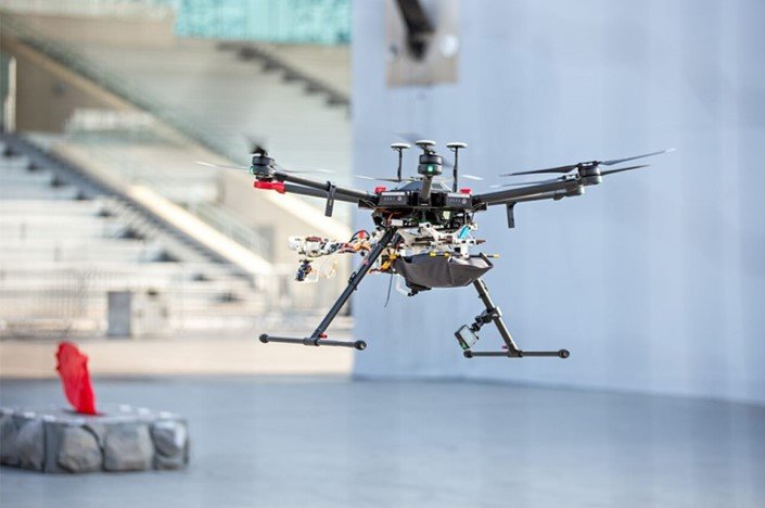 Firefighting drone in flight