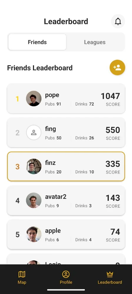Pub Tracker onboarding: compete with friends