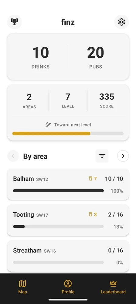 Pub Tracker onboarding: track visits
