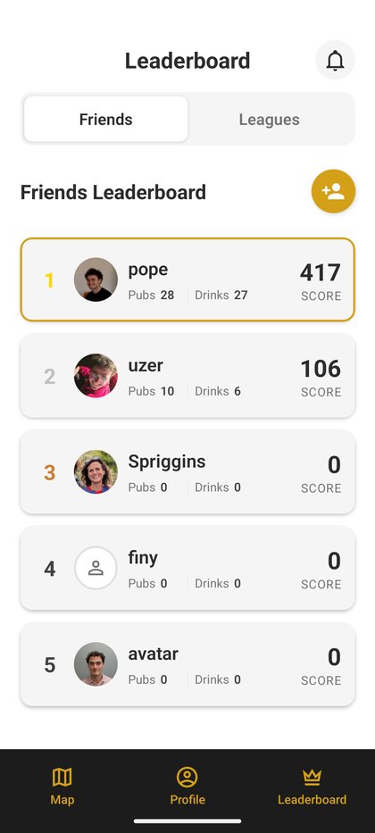 Pub Tracker app screenshot